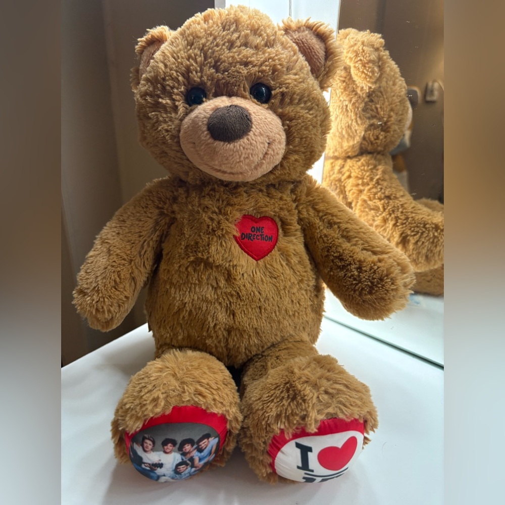 One Direction 1D 2013 Build A Bear 16” Heart Brown Teddy Bear Plush